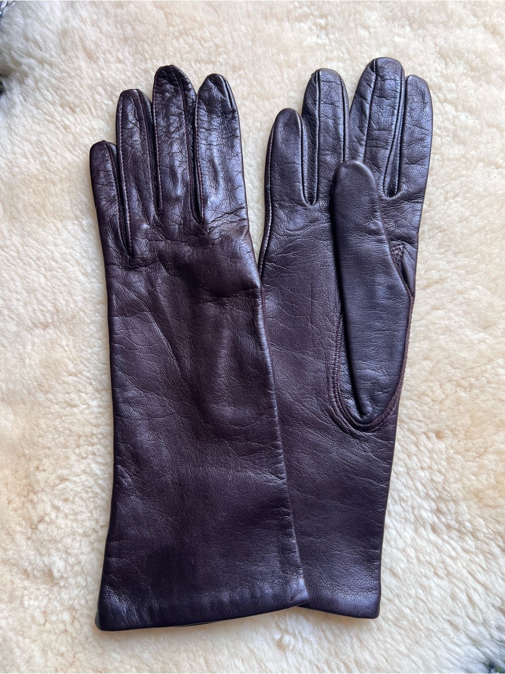 Fownes Gloves VTG 1960s 70s Leather Antron Lining Women's Sz 7 Retro Classic